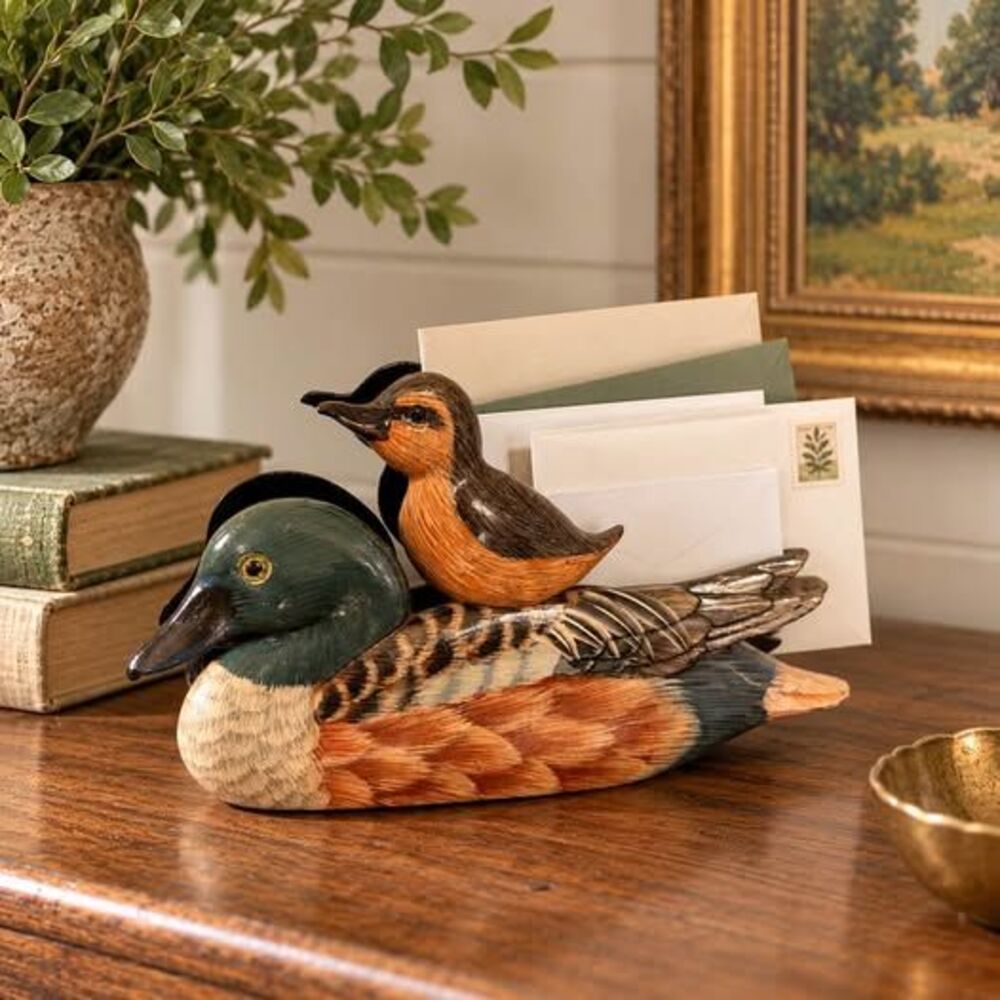 Vintage Wooden Mallard Duck Letter Holder/napkin holder